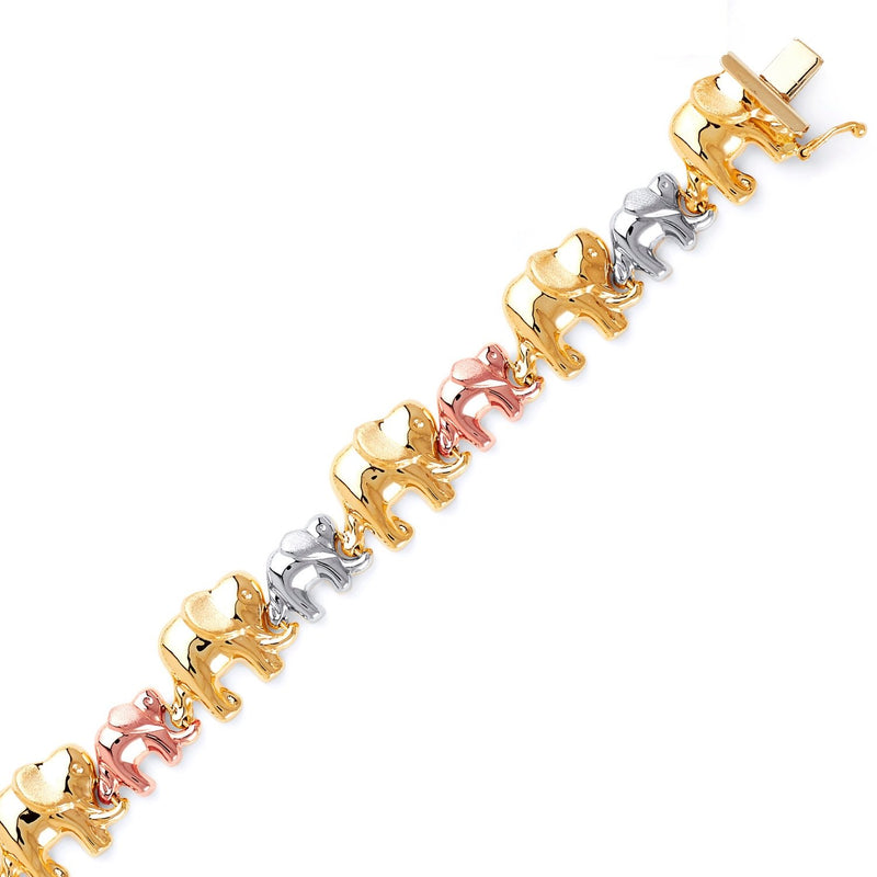 Tri-Color Large Elephant Stampato Link Bracelet