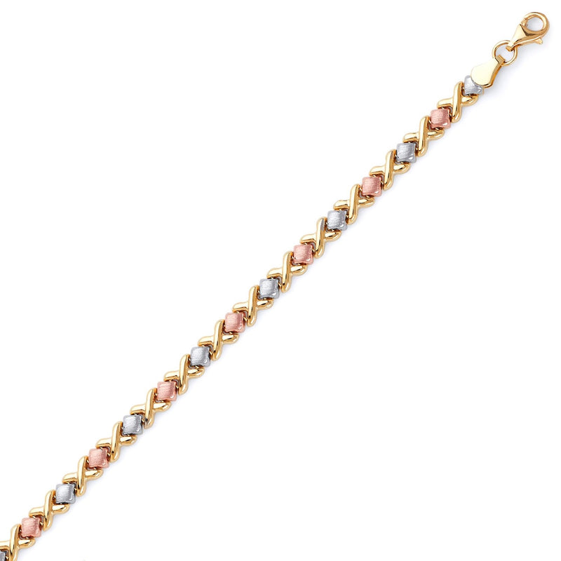 Tri-Color Mini XO Stampato Link Bracelet