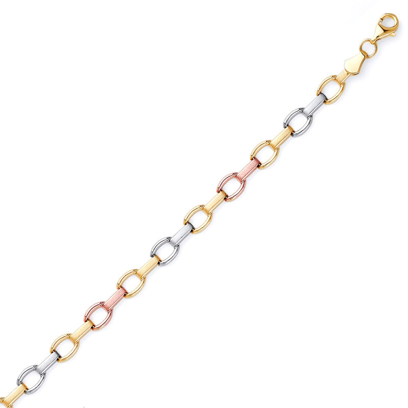 Tri-Color Oval Stampato Link Bracelet