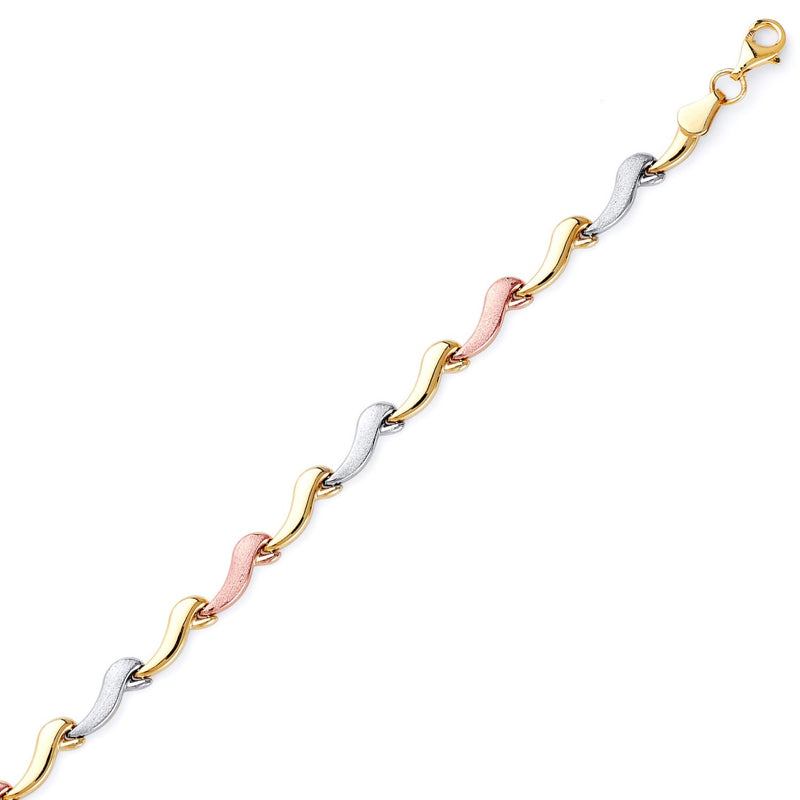 Tri-Color Wave Stampato Link Bracelet
