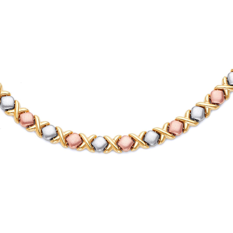 Tri-Color XO Stampato Link Necklace
