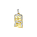 Two-Tone CZ Jesus Head Pendant PN-10229