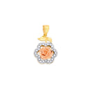 Two-Tone CZ Rose Pendant PN-20380