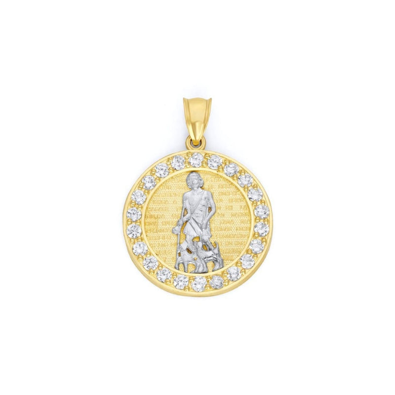 Two-Tone CZ Round San Lazaro Pendant PN-10226