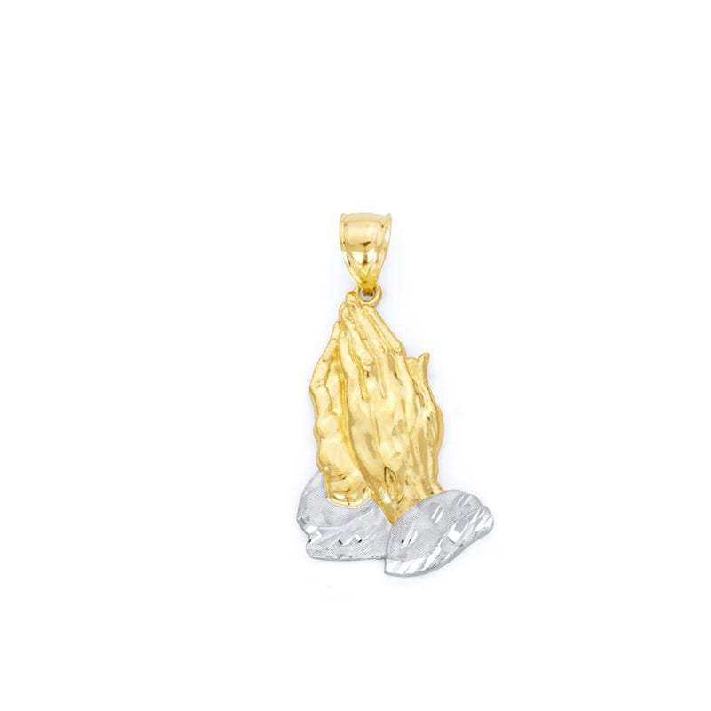 Two-Tone Diamond-Cut Prayer Hands Pendant PN-10233