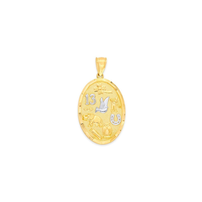 Two-Tone Oval Good Luck Pendant PN-20338