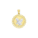 Two-Tone Round Cuban Bezeled Eagle Pendant PN-10211