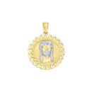 Two-Tone Round Cuban Bezeled Jesus Pendant PN-10213
