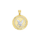 Two-Tone Round CZ Nugget Bezeled Eagle Pendant PN-20262