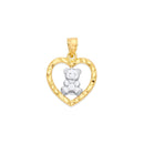 Two-Tone Teddy Bear in Heart Pendant PN-10364
