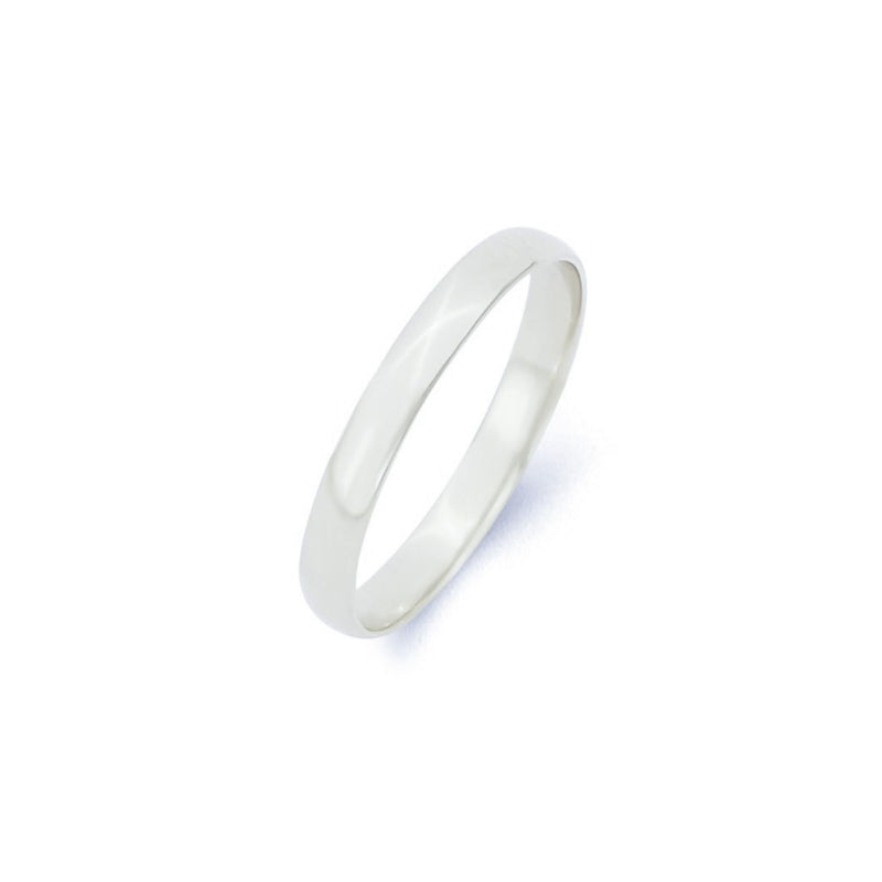 White Gold 3mm Comfort Fit Wedding Band Ring