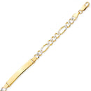 White Pave Figaro Link ID Bracelet