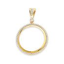 Yellow Gold 50 Peso Coin CZ Frame Bezel