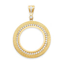 Yellow Gold 50 Peso Coin CZ Greek Key Bezel