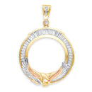 Yellow Gold 50 Peso Coin Eagle Frame CZ Bezel