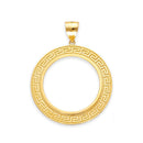 Yellow Gold 50 Peso Coin Greek Key Bezel