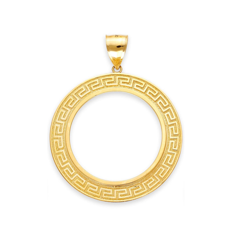 Yellow Gold 50 Peso Coin Greek Key Bezel