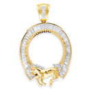 Yellow Gold 50 Peso Coin Horse Frame CZ Bezel