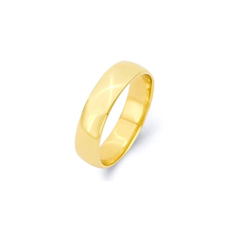 Yellow Gold 5mm Comfort Fit Wedding Band Ring