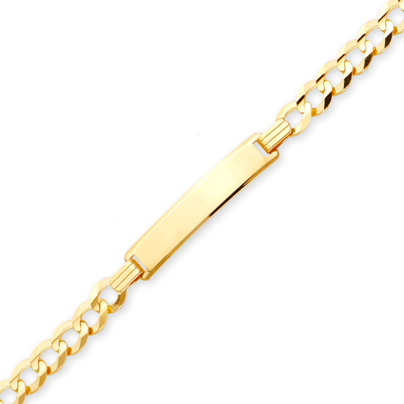 14K White & Yellow Gold Diamond Cut Valentino Link 5mm Baby ID Bracelet 5