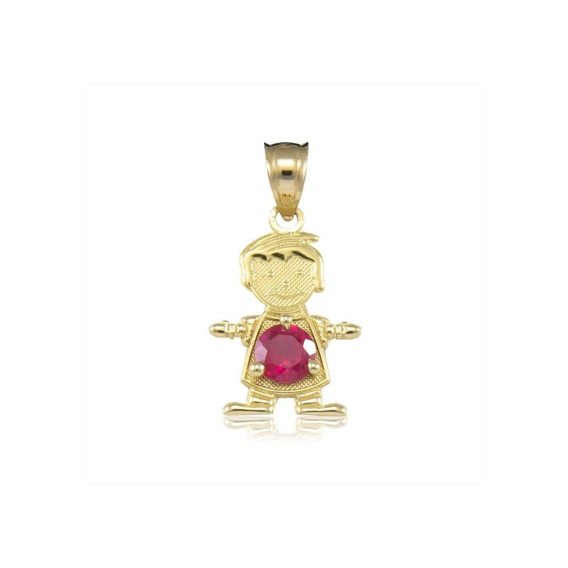 Yellow Gold CZ Boy Birthstone Pendant PN-10249
