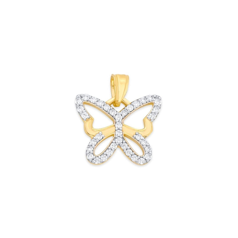 Yellow Gold CZ Butterfly Pendant PN-10351