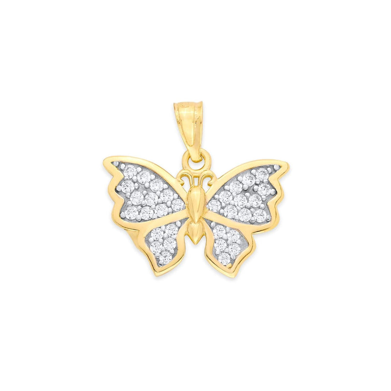 Yellow Gold CZ Butterfly Pendant PN-20396