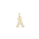 Yellow Gold CZ Crown Initial Pendant PN-10273