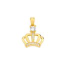Yellow Gold CZ Dainty Crown Pendant PN-10366