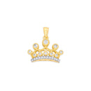 Yellow Gold CZ Dainty Crown Pendant PN-20355