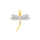 Yellow Gold CZ Dragonfly Pendant PN-20397