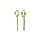 Yellow Gold CZ Hanging Huggies Earrings ER-10142