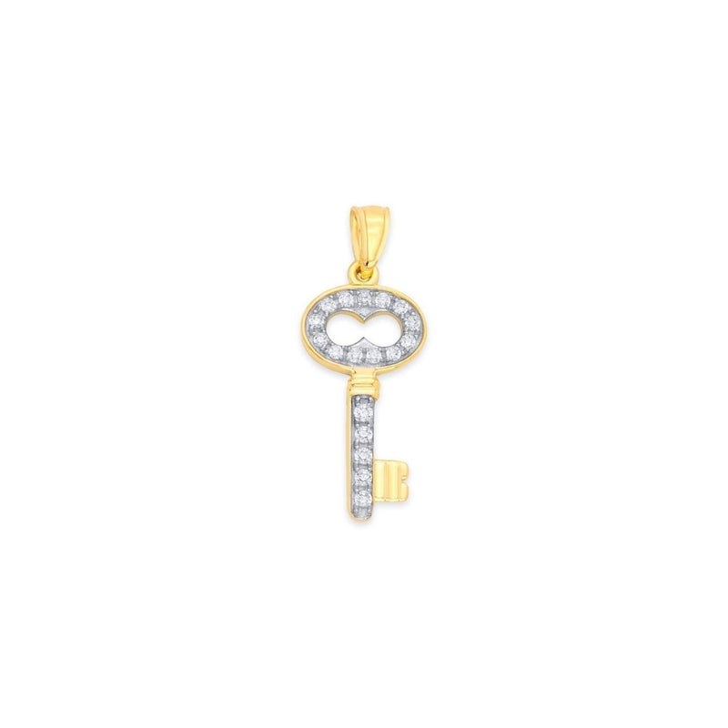 Yellow Gold CZ Key Pendant PN-10349