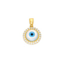 Yellow Gold CZ Round Evil Eye Pendant PN-10388
