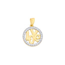 Yellow Gold CZ Round Love Pendant PN-20345
