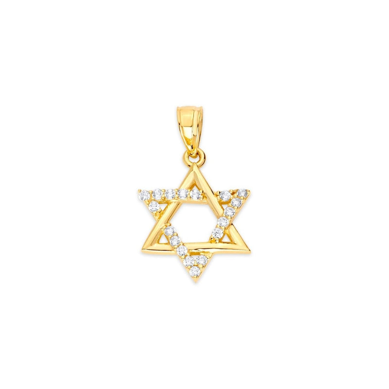 Yellow Gold CZ Star of David Pendant PN-10333