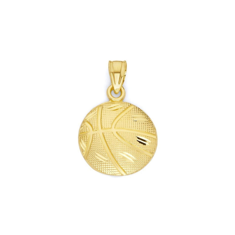 Yellow Gold Diamond-Cut Basketball Pendant PN-10325