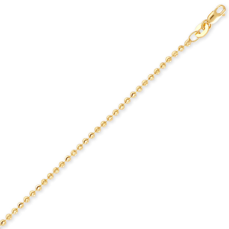 Yellow Gold D/C Bead Pendant Chain