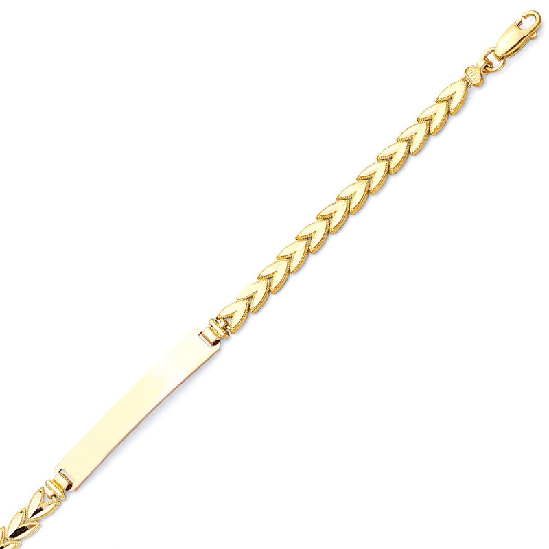 Yellow Gold Diamond-Cut Chevron ID Bracelet BR-10114