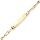 Yellow Gold D/C Mirror Link Baby ID Bracelet