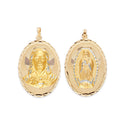 Yellow Gold Diamond-Cut Reversible Mexican Oval Pendant