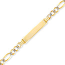 Yellow Gold Figaro Pave Baby ID Bracelet