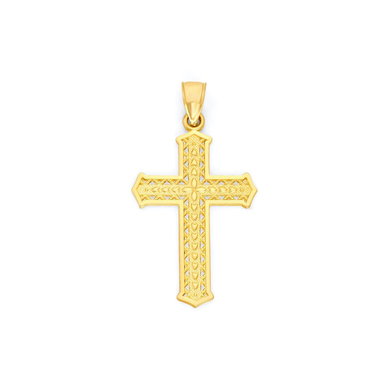 Yellow Gold Filigree Style Cross Pendant PN-10433
