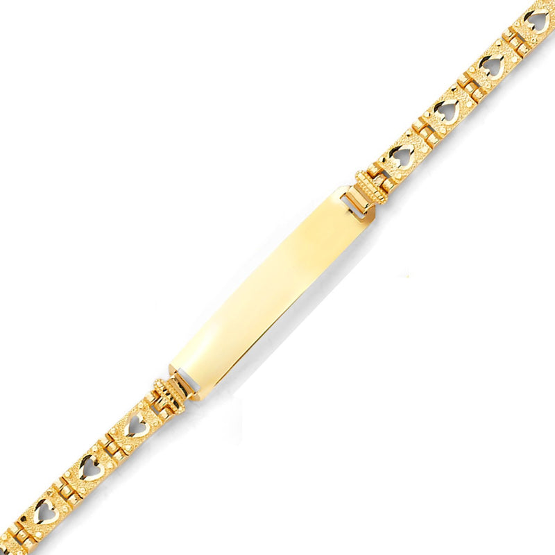 Yellow Gold Heart Cutout Link Baby ID Bracelet