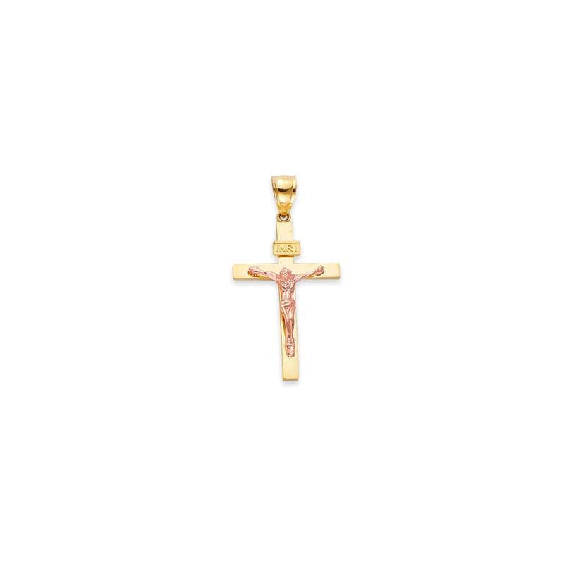 Yellow Gold High Polish Classic Crucifix With Rose Gold Jesus
