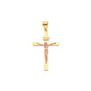 Yellow Gold High Polish Classic Crucifix With Rose Gold Jesus