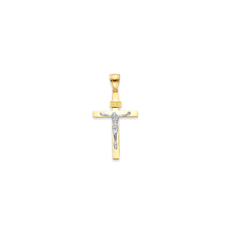 Yellow Gold High Polish Classic Crucifix With White Gold Jesus