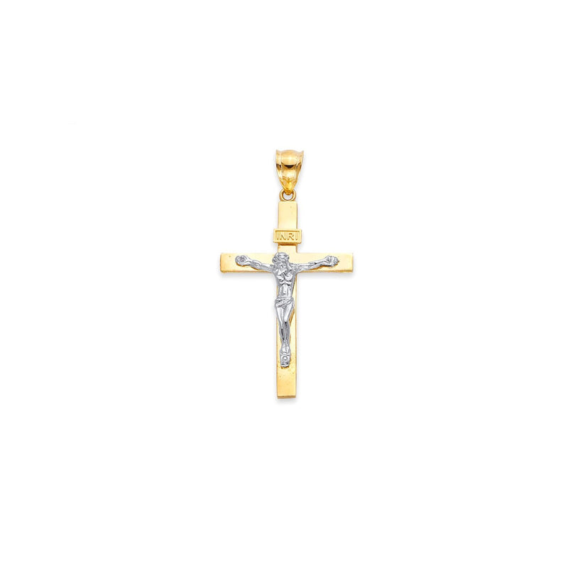 Yellow Gold High Polish Classic Crucifix With White Gold Jesus