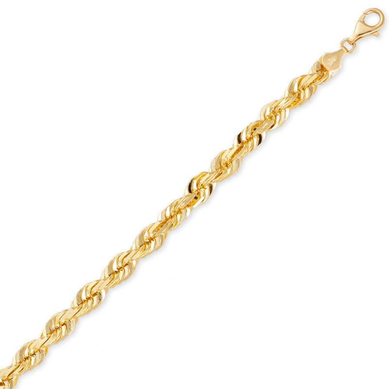 Yellow Gold Hollow Diamond-cut Rope Chain