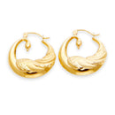 Yellow Gold Hollow D/C Swan Hoop Earring
